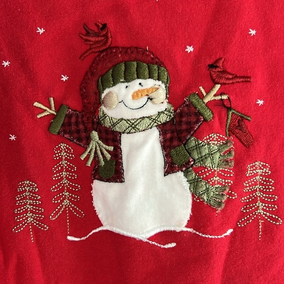 Top Stitch Medium Festive Red Snowman Sweatshirt - Picture 2 of 6